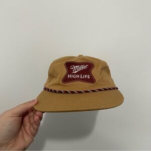 Mad Engine Miller High Life Tan Snapback Hat with Corded Rope Accent
